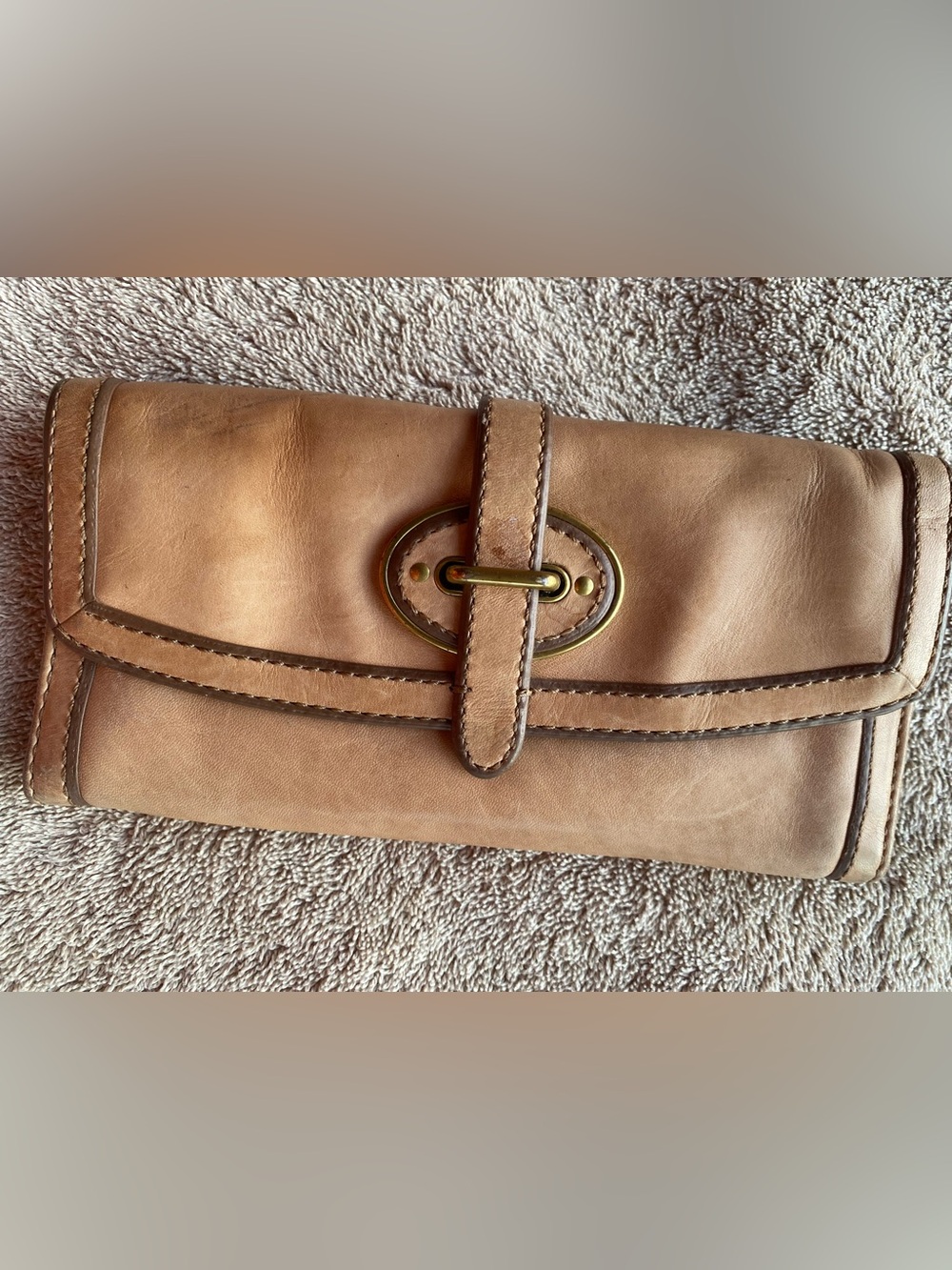 Fossil Vintage Revival Reissue Leather Clutch Wallet Tan VRI Boho